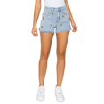 thumbnail image 1 of KHAKI & BLUE Women's Denim Shorts High Waisted All-Over Banana Embroidery Frayed Hem Jeans Casual Stretch Comfy Pants 79236Z-DM665-EM555 LT 7, 1 of 3