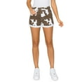thumbnail image 1 of KHAKI & BLUE Women's Denim Shorts High Waisted All-Over Cow Print Rolled Cuff Hem Jeans Casual Stretch Comfy Pants 79191Z-DM930 Brown 3, 1 of 3