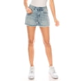 thumbnail image 1 of KHAKI & BLUE Women's Denim Shorts High Waisted All-Over Daizy Flower Embroidery Frayed Hem Jeans Casual Stretch Comfy Pants 78961Z-DM877-EM394 LT 13, 1 of 5