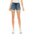 thumbnail image 1 of KHAKI & BLUE Women's Denim Shorts High Waisted Pull-On Elastic Waist Rolled Cuff Hem Jeans Casual Stretch Comfy Pants 79184Z-DM443 MED M, 1 of 5