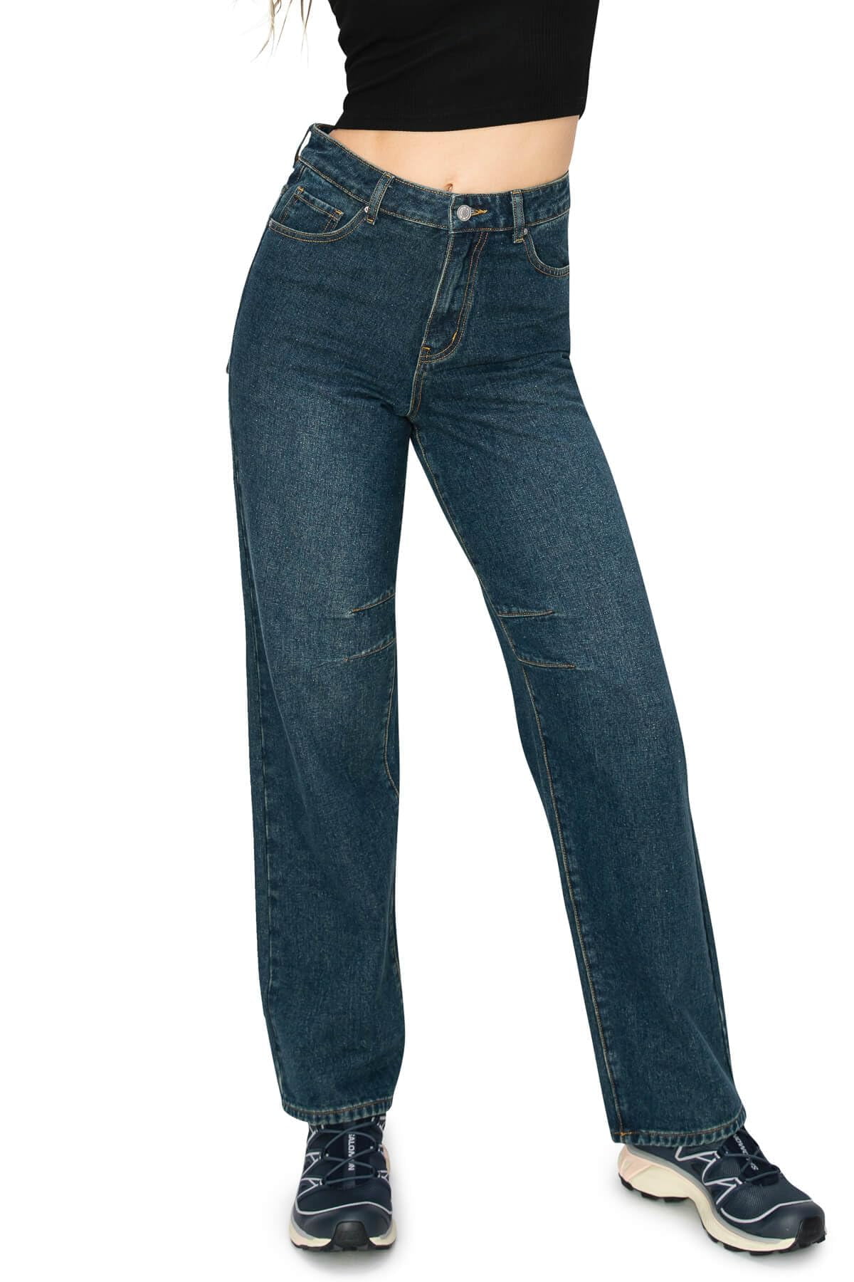 KHAKI & BLUE Women's High Rise Full Length Back Volume Pockets With