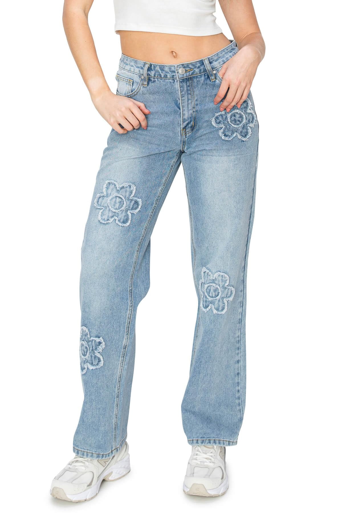 ★★ ★★ Women's Low Rise Relaxed Fit Mid Blue 3 KHAKI-BLUE-Women-s-Low-Rise-