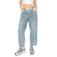 thumbnail image 1 of KHAKI & BLUE Women's Low Waisted Ankle Length Low Slung Barrel KBrgo Jeans with Patch Pocket, 1 of 8