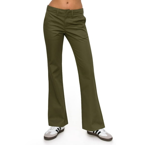 KHAKI & BLUE Women's Work Pants – Low Rise Flared Leg Bootcut Casual Trousers with Pockets