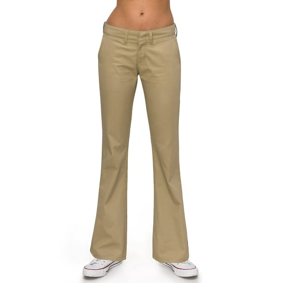 KHAKI & BLUE Women's Work Pants – Low Rise Flared Leg Bootcut Casual Trousers with Pockets