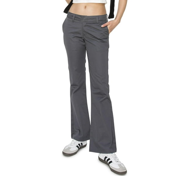 KHAKI & BLUE Women's Work Pants – Low Rise Flared Leg Bootcut Casual Trousers with Pockets
