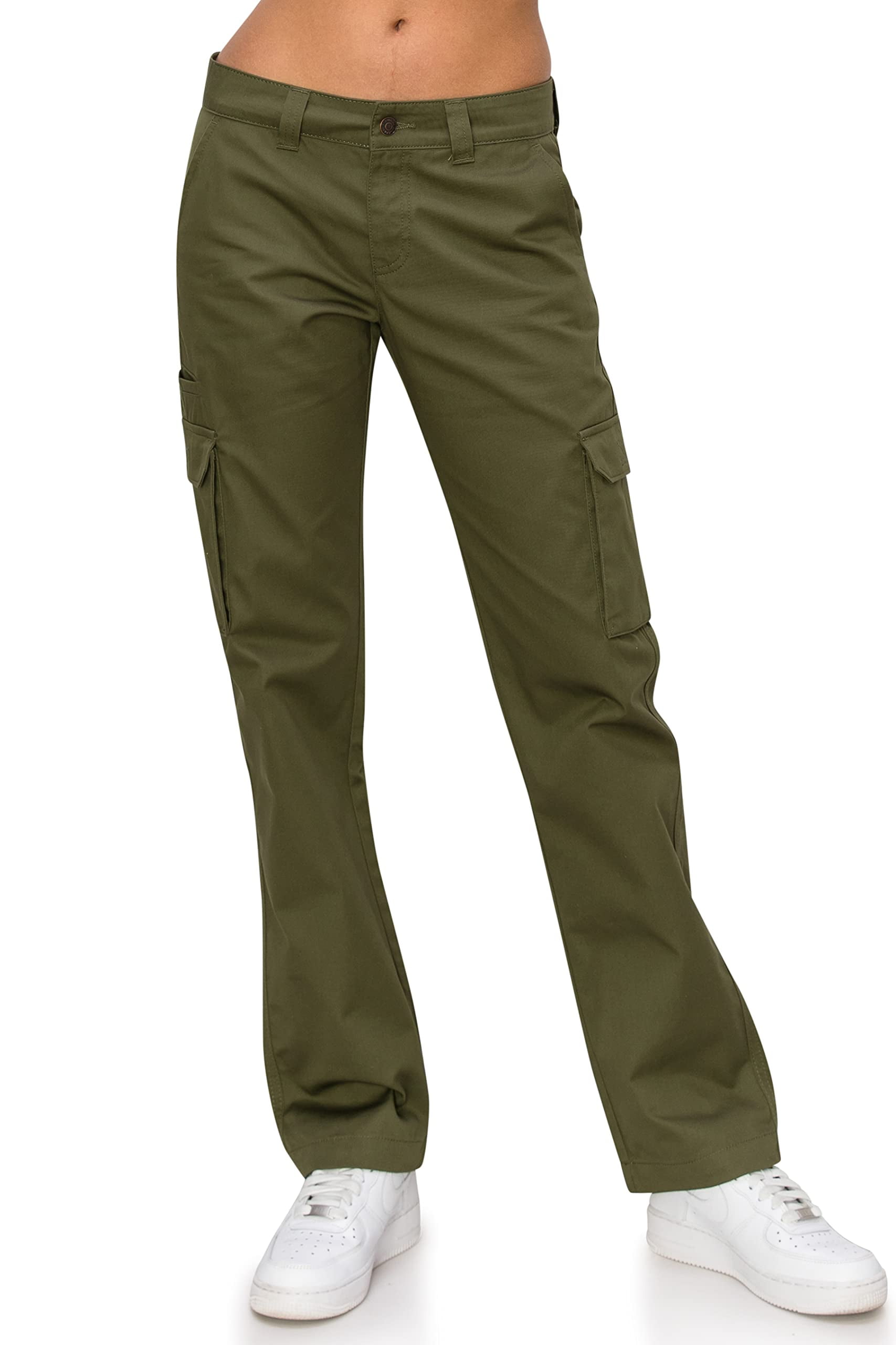 KHAKI BLUE Women's Work Pants – Mid Rise Relaxed Fit Straight