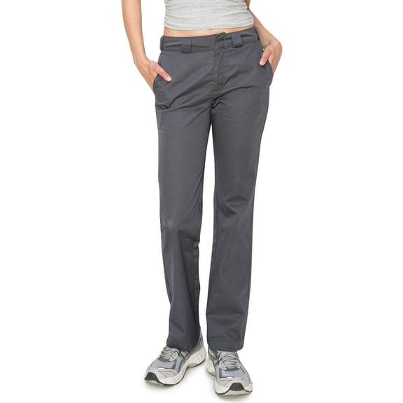 KHAKI & BLUE Women's Work Pants – High Rise Straight Leg Casual Trousers with Pockets