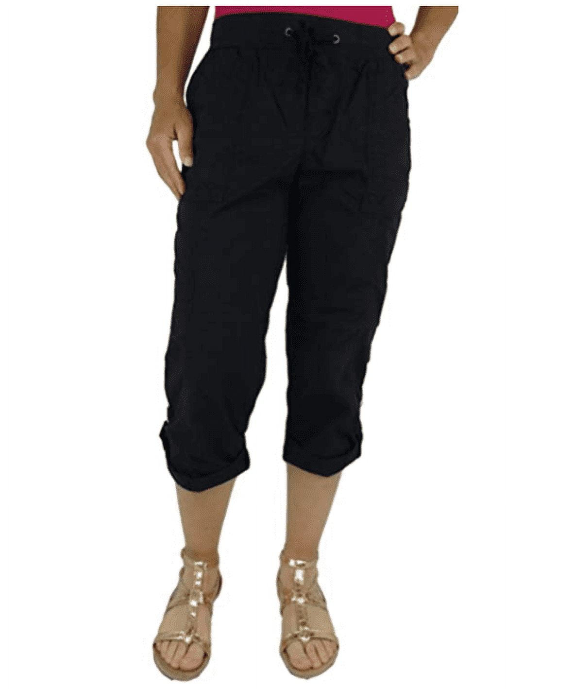 KHAKIS & CO. Women's Poplin Convertible Capri in Ebony Black, 14