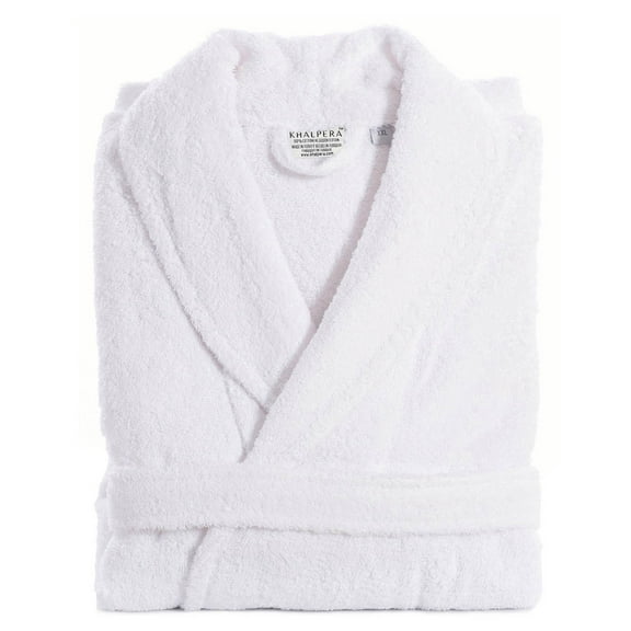 KHALPERA Aristocrat Custom Embroidered 100% Turkish Cotton Bathrobe –Personalized Luxury Robe With Initials, Monograms, Names – Soft Absorbent Terry Cloth Unisex Bathrobe for Men and Women -White-SM