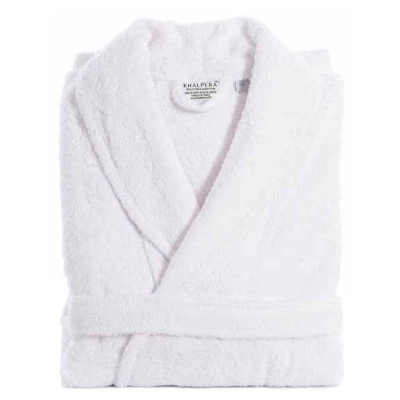 KHALPERA Aristocrat Custom Embroidered 100% Turkish Cotton Bathrobe –Personalized Luxury Robe With Initials, Monograms, Names – Soft Absorbent Terry Cloth Unisex Bathrobe for Men and Women -White-SM