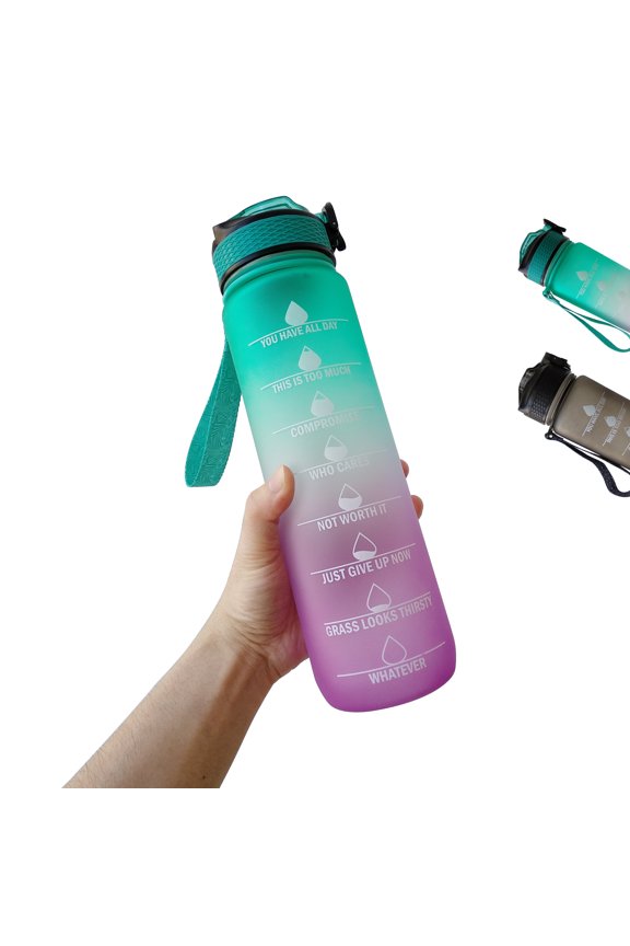 32oz Sports Water Bottle with Time Marker, Fast Flow, Leakproof BPA Free Sport Water Bottle Ensure You Drink Enough Water for Fitness, Gym, Camping, Outdoor Sports(Colorful)