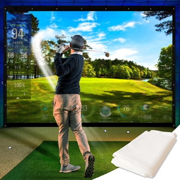 KHAMPA 9' 10" x 11' 5.8" Golf Impact Screen for Simulators | Indoor Use with Grommets & Reinforced Border