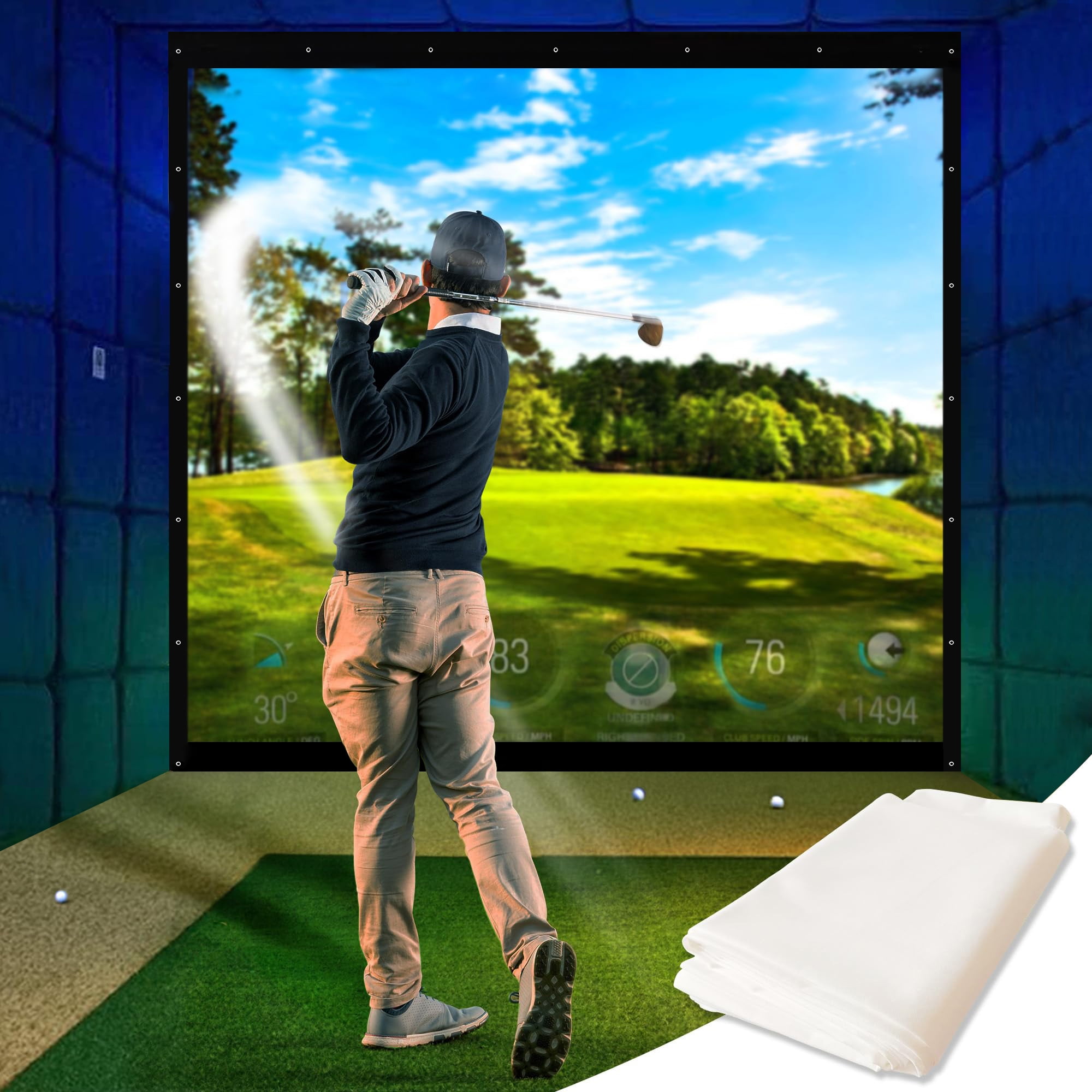 KHAMPA [9' 10" x 9' 10"] Golf Impact Screen Simulator Projection Screen