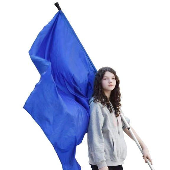 KHAMPA Color Guard Flags with Pole- Blue Lightweight Spinning Flags for Performances - Durable Construction - Ideal for Marching Bands, Drum Corps, and Dance Teams