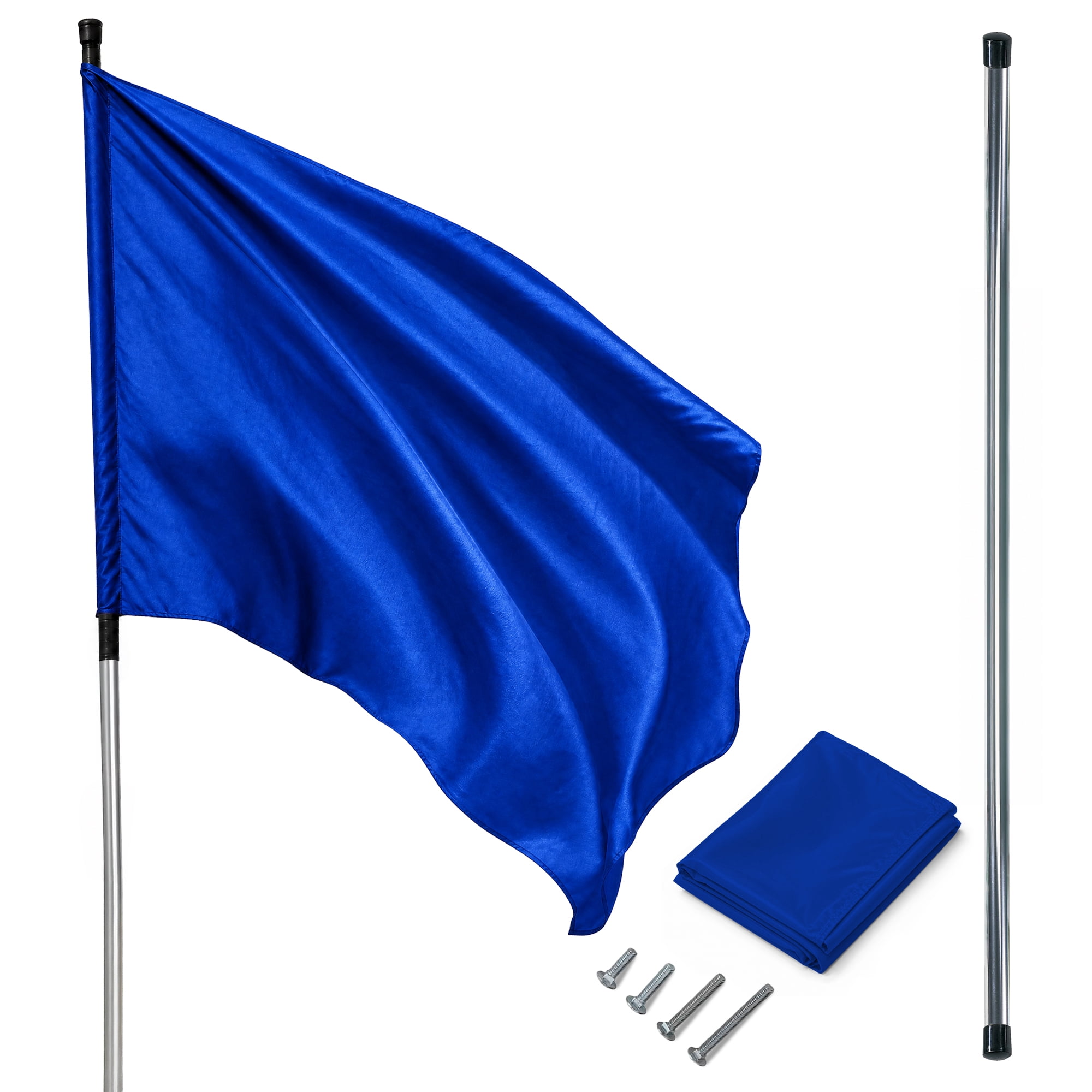 KHAMPA Color Guard Flags with Pole- Blue Lightweight Spinning Flags for Performances - Durable Construction - Ideal for Marching Bands, Drum Corps, and Dance Teams