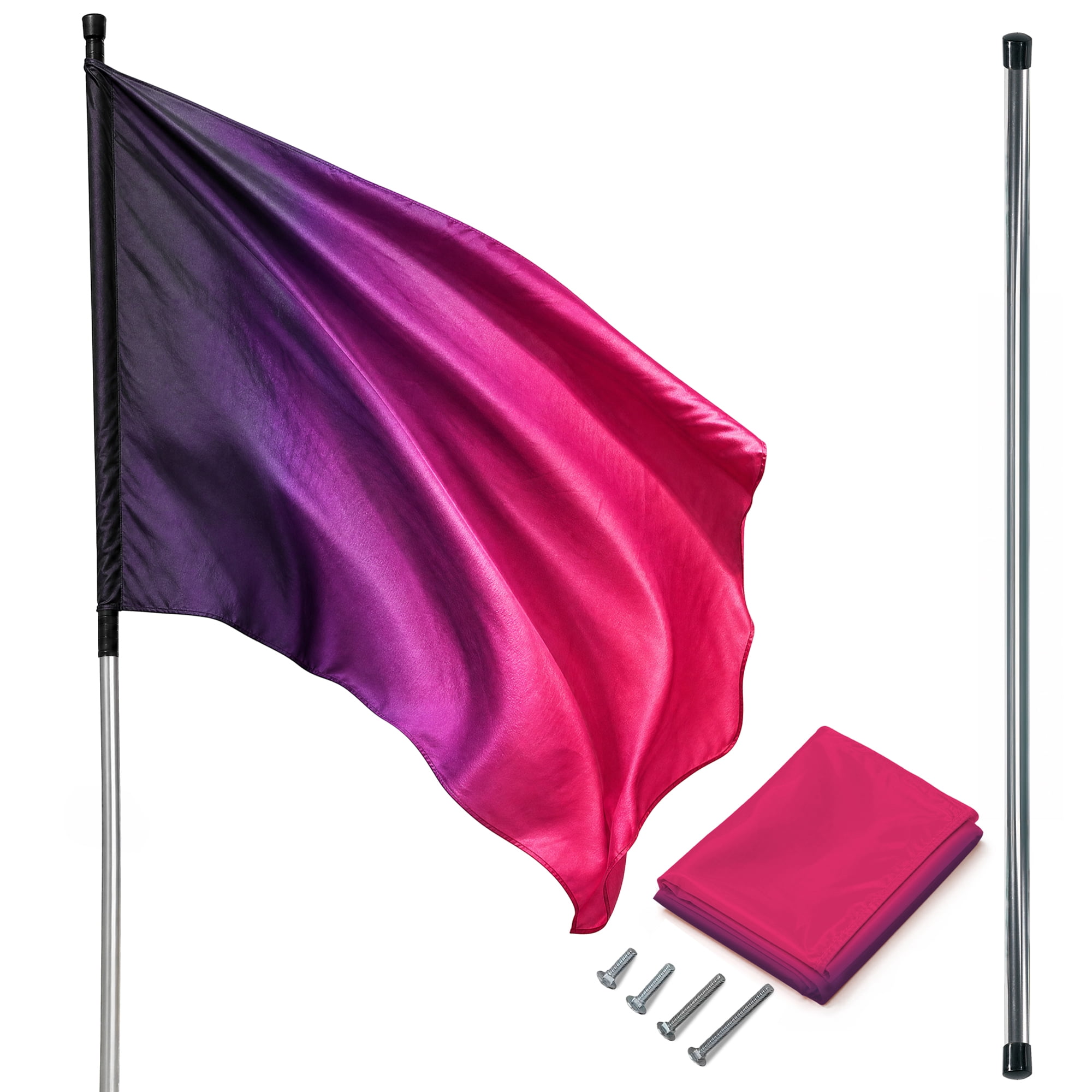 KHAMPA Color Guard Flags with Pole - Lightweight Spinning Flags for Performances - Vibrant Colors, Durable Construction - Ideal for Marching Bands, Drum Corps, and Dance Teams