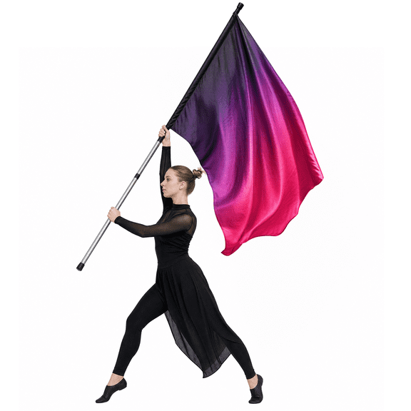 KHAMPA Color Guard Flags with Pole - Lightweight Spinning Flags for Performances - Vibrant Colors, Durable Construction - Ideal for Marching Bands, Drum Corps, and Dance Teams