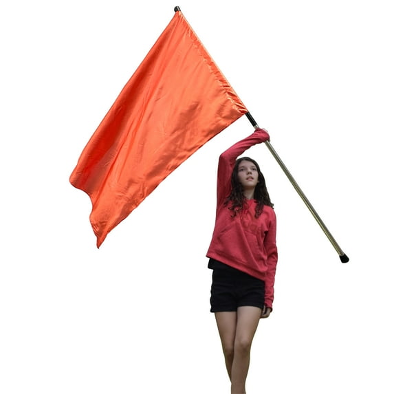 KHAMPA Color Guard Flags with Pole- Oeange Lightweight Spinning Flags for Performances - Durable Construction - Ideal for Marching Bands, Drum Corps, and Dance Teams