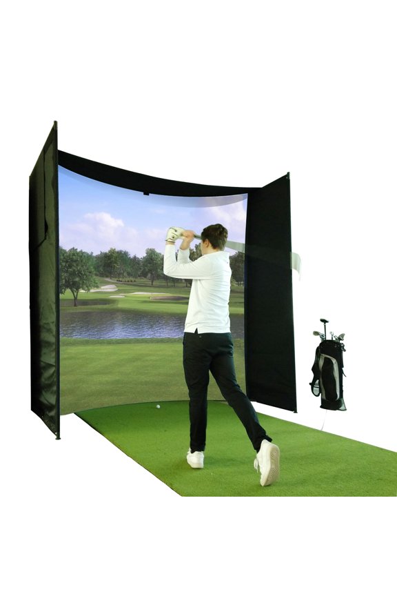 DIY Golf Simulator Impact Screen Frame Enclosure Kit Set, Use with Simulators, Durable Fabric with Velcro, Reinforced Black Border, 9.8'x9.8'x4.9'