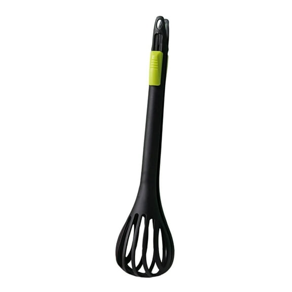 KHAMPA Kitchen Tongs Nylon Egg Whisk, 11.2in Beater Whisker Food Tongs Salad Mixer for Cooking, Mixing, Barbecue Black