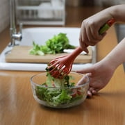 KHAMPA Kitchen Tongs Nylon Egg Whisk, 11.2in Beater Whisker Food Tongs Salad Mixer for Cooking, Mixing, Barbecue Red