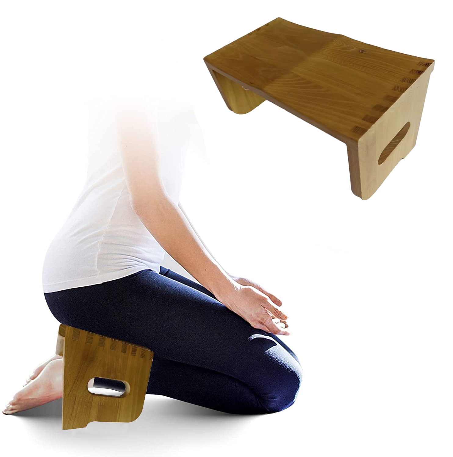 KHAMPA Meditation Bench Kneeling Stool, Seiza Yoga Bench, Ergonomic