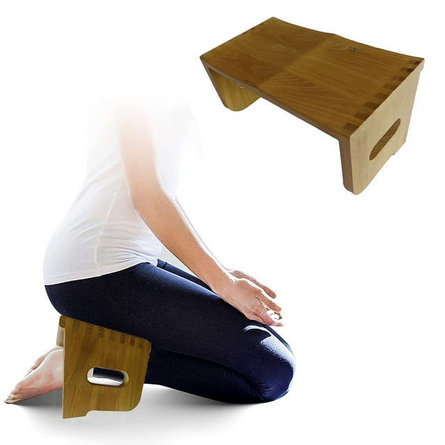 KHAMPA Meditation Bench Kneeling Stool, Seiza Yoga Bench, Ergonomic