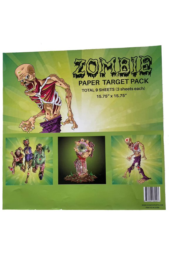 Zombie Paper Targets for Archery and Shooting by KHAMPA, 9 Pack, 15.75" x 15.75"