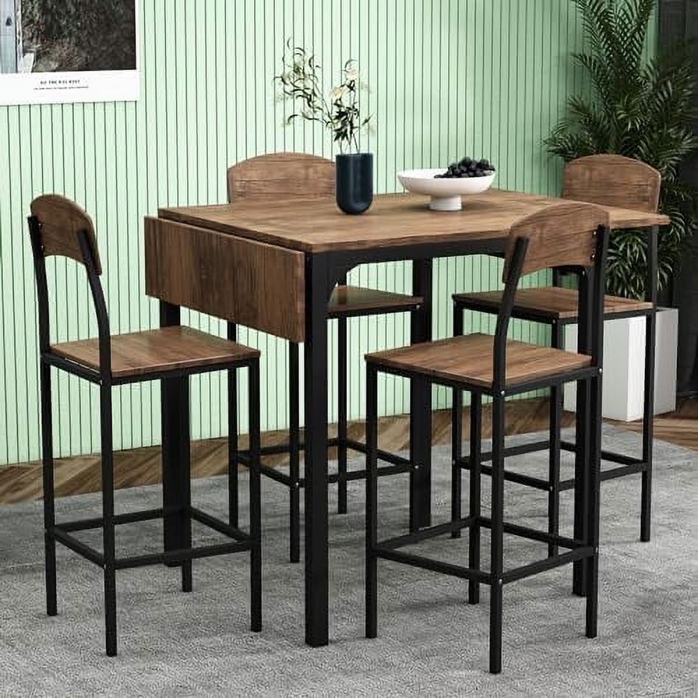 KHBIULIFE 5 Piece Counter Height Farmhouse Kitchen Table Set Wood
