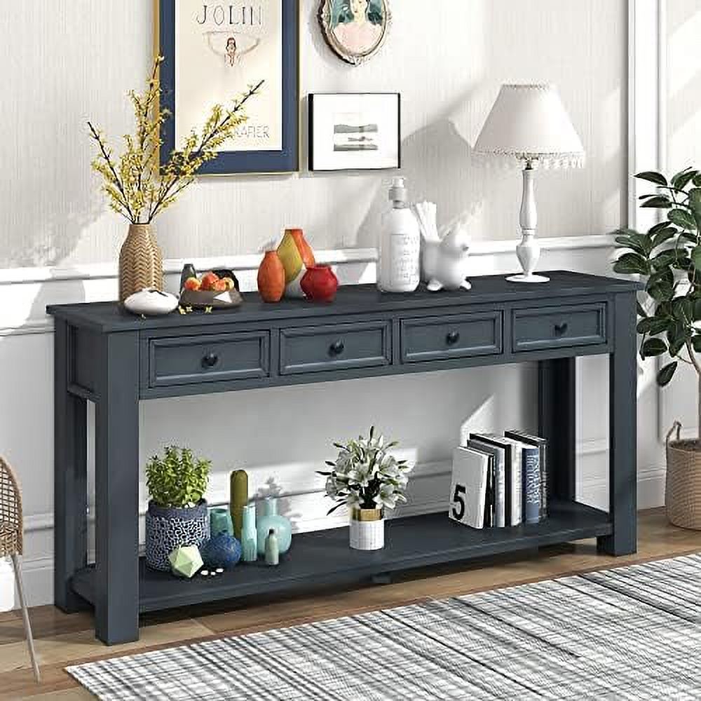 KHBIULIFE 64 Inch Wood Long Entryway Table with Drawers Narrow Console