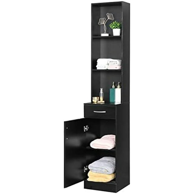 KHBIULIFE 70 inch Tall Bathroom Waterproof Wood Linen Narrow
