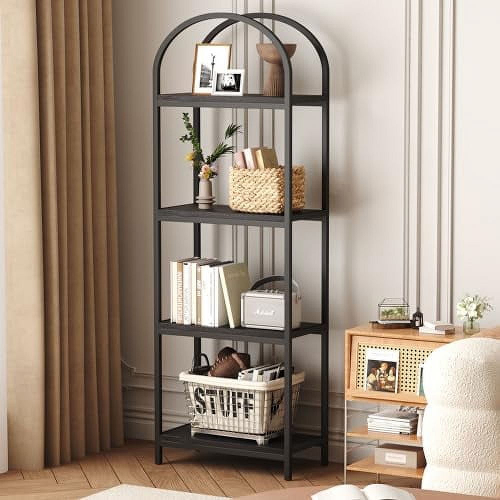 KHBIULIFE Arched Bookshelf 4 Tier Metal Frame Bookcase Modern Tall Book