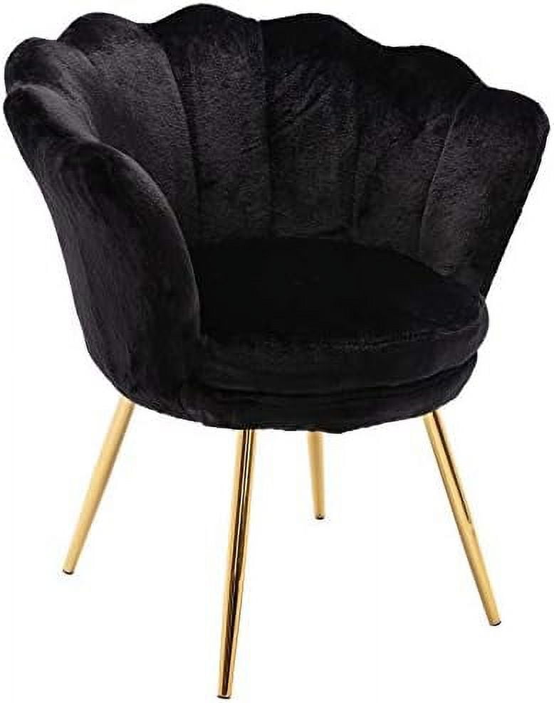 KHBIULIFE Comfy Desk Chair no Wheels Faux Fur Accent Chair Vanity Chair for Living Room with