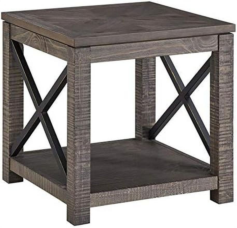Dexter Distressed Driftwood Square End Table with Storage