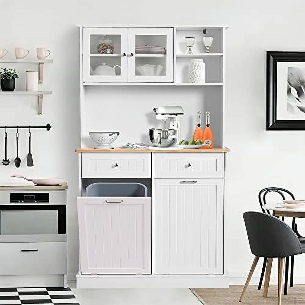 KHBIULIFE Kitchen Pantry Microwave with Tilt Out Trash