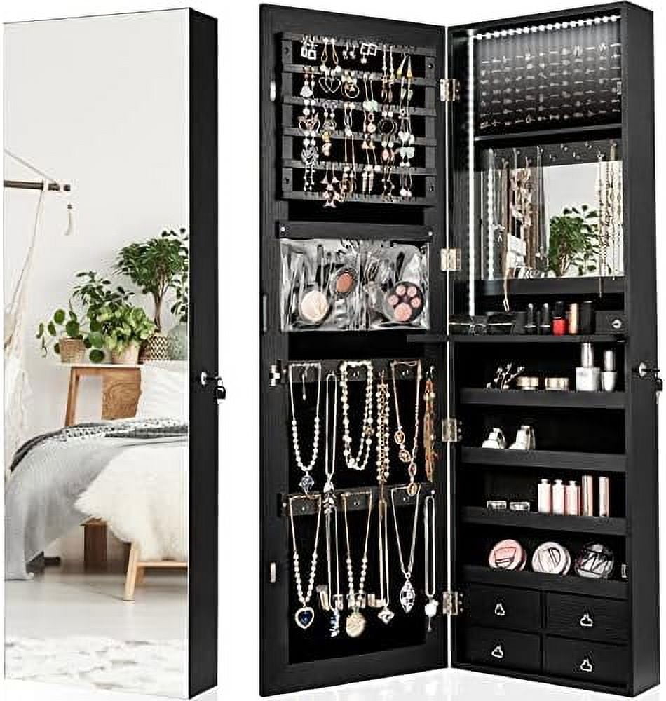 KHBIULIFE LED Strip Jewelry Armoire with 47.2