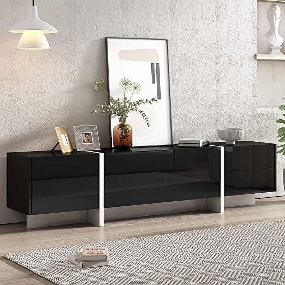 KHBIULIFE LED TV Stand for 70 Inch TV White High Gloss Entertainment