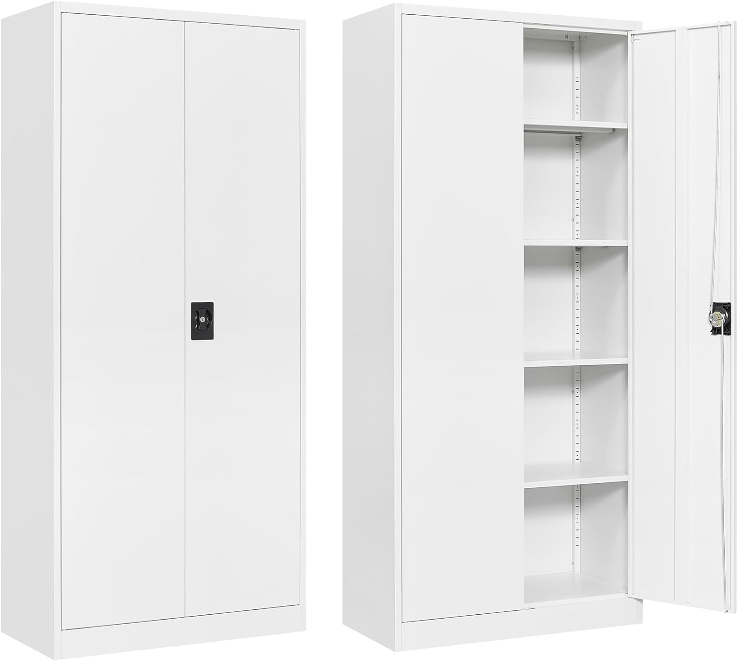 KHBIULIFE Metal with 2 Doors and 4 Adjustable Shelves 71/ Steel Garage Locking