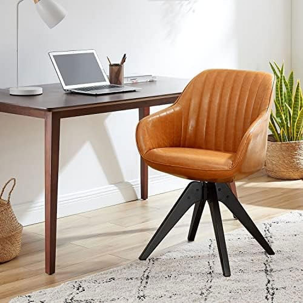 KHBIULIFE Mid Century Modern Swivel Accent Chair with Oak Wood Legs