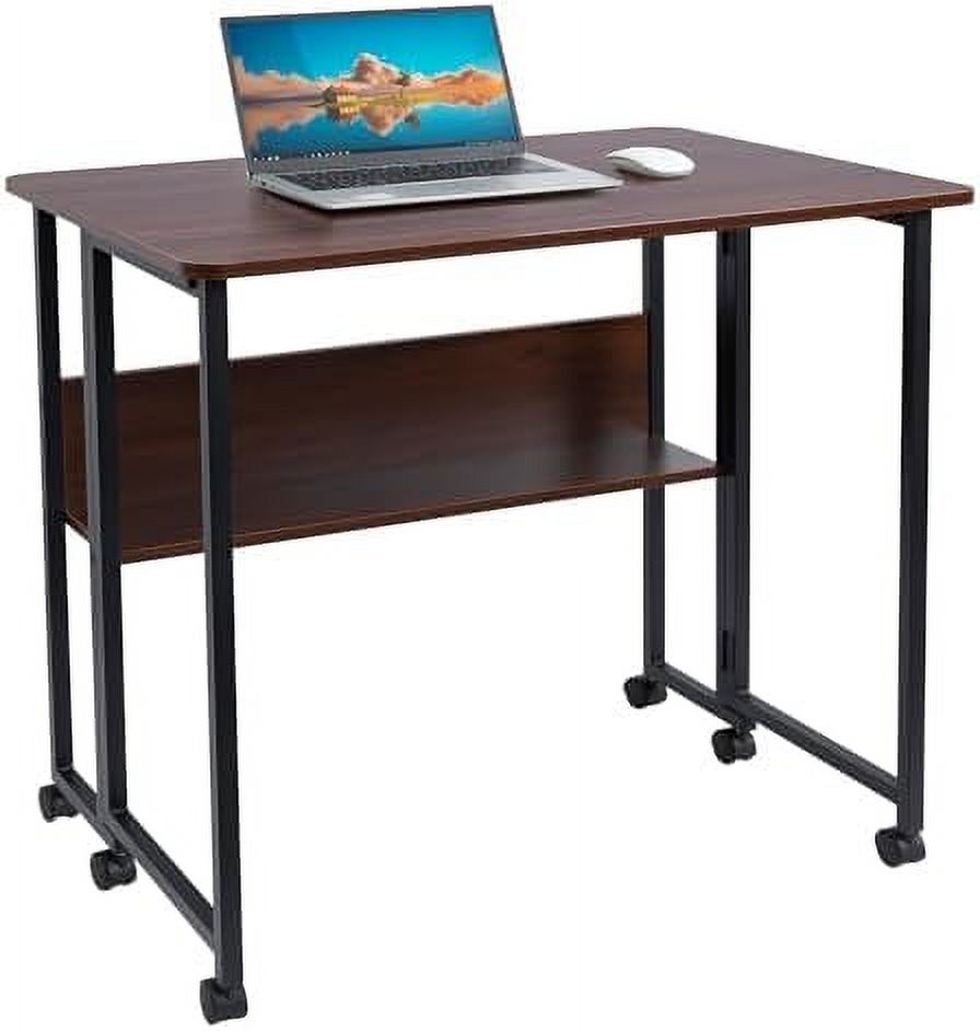KHBIULIFE Mobile Foldable Desk w/ 6 Wheels Portable Rolling Small