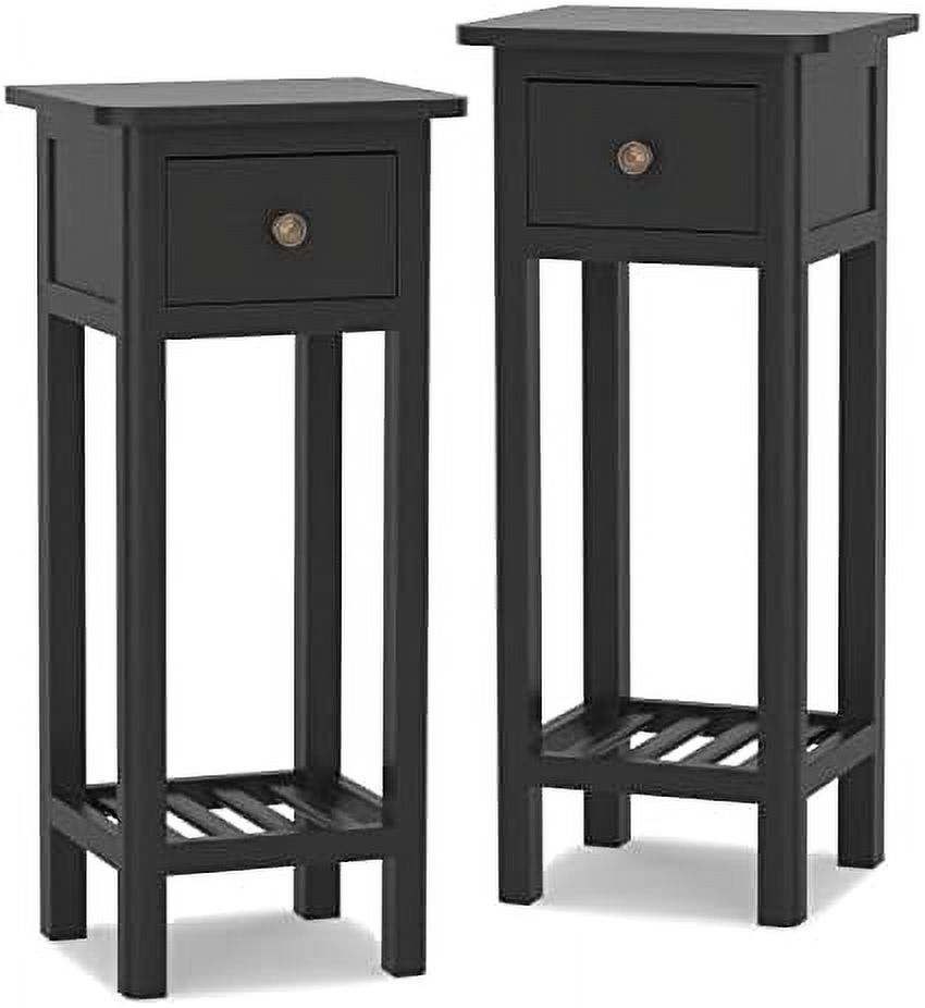 KHBIULIFE Narrow Small End Table for Small Spaces Farmhouse Acacia Wood