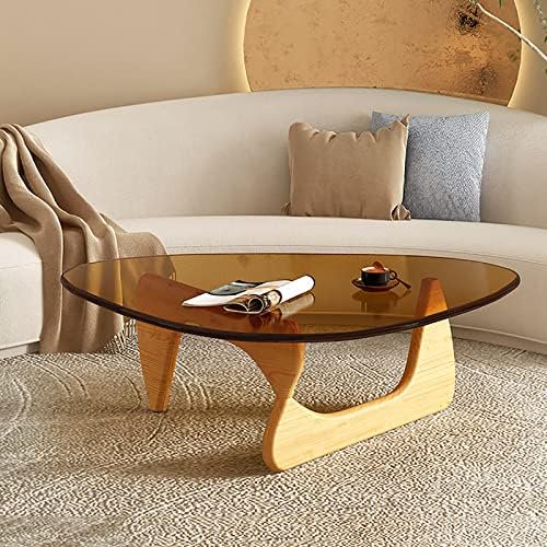 KHBIULIFE Triangle Coffee Table Glass Top MidCentury Modern Coffee