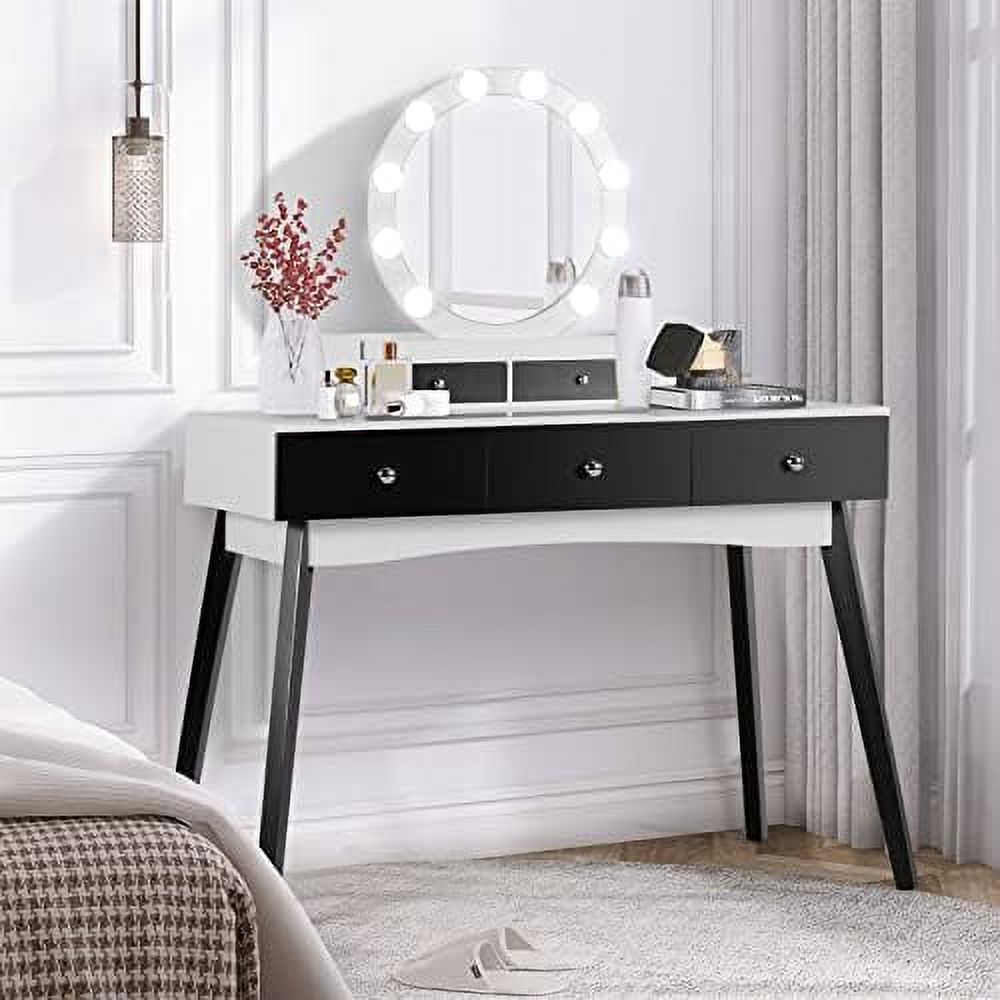 KHBIULIFE Vanity Table with Flip Top Mirror Makeup Dressing Table