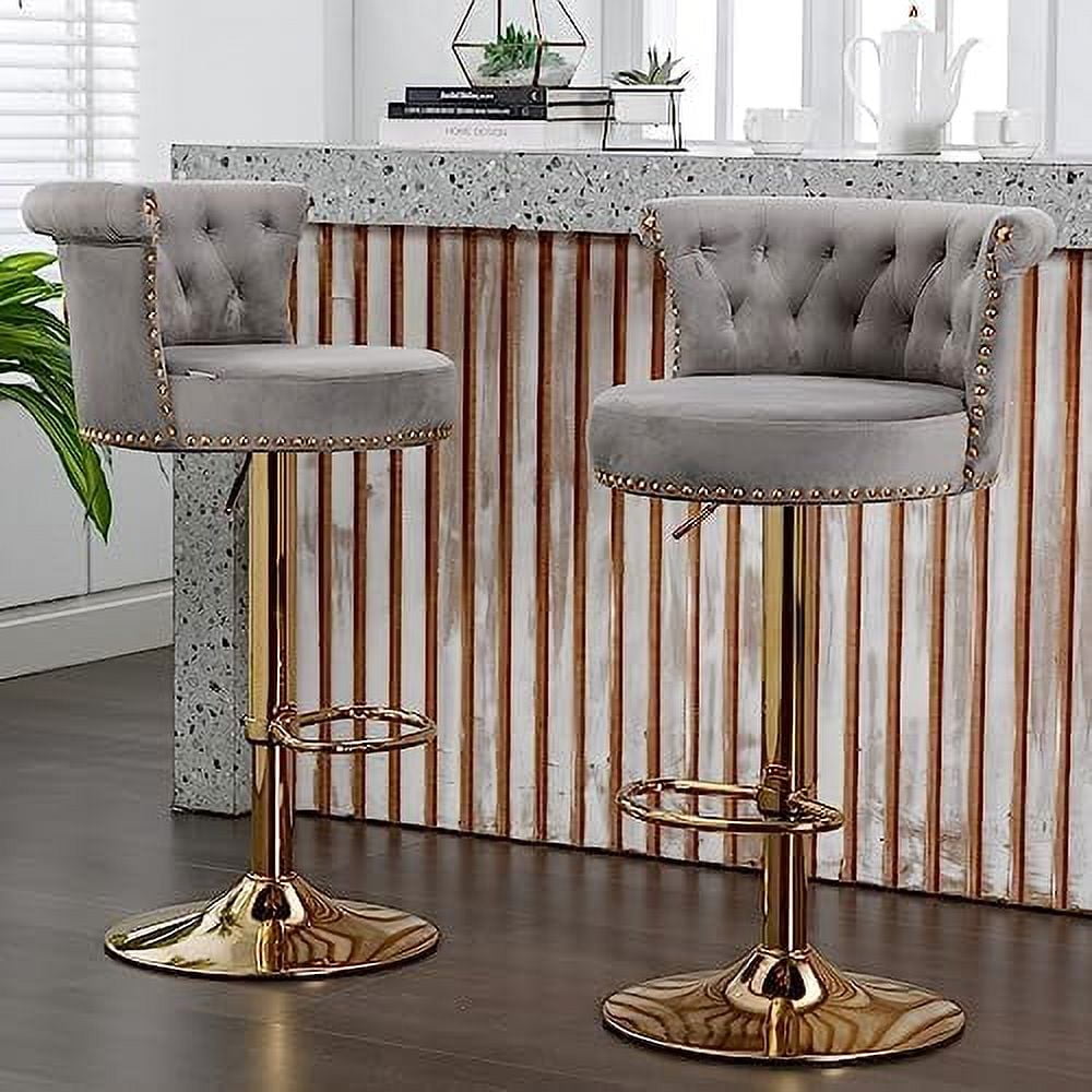 KHBIULIFE Velvet Swivel Stools Set of 2 Adjustable Counter Height Stool