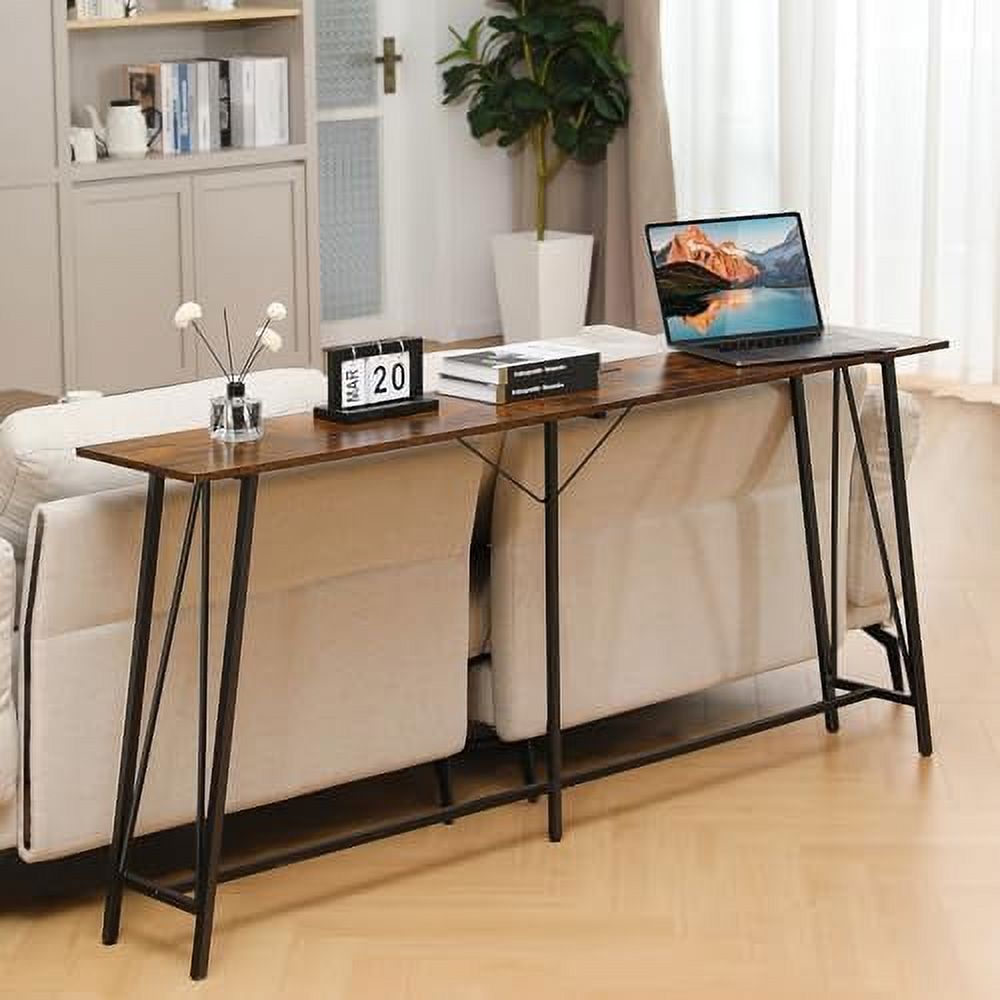 KHBIULIFE White and Light Green Wood Console Table Steel Frame with