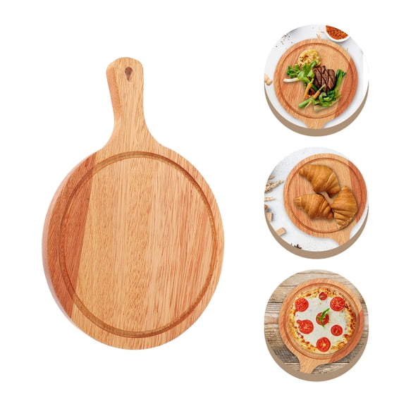 KHBUAB Wood Serving Plate Light Brown Multipurpose Wooden Tray for Pizza Steak and Snacks