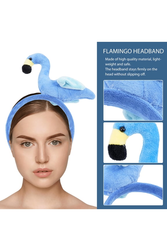 Girls Decorative Hair Band 1Set Flamingo Shape Blue Cloth Plastic 9.4x5.9in