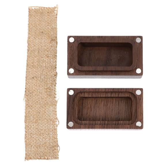 KHBUAB Light Brown Wood Ring Case Storage Box with Lid Protects Rings for Wedding and Engagement