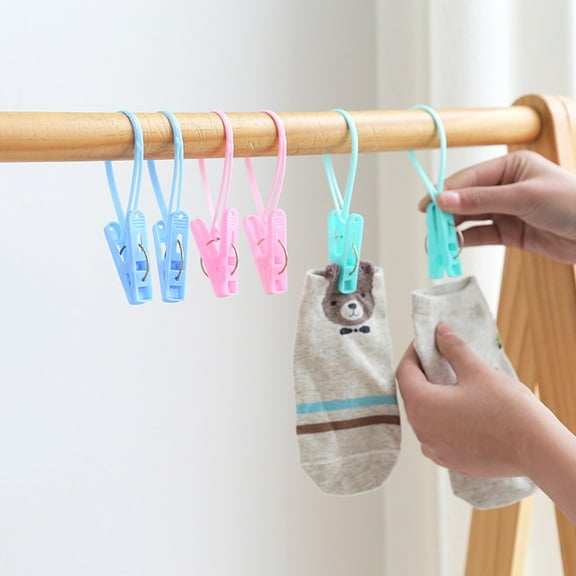 KHBUAB 24Pcs Plastic Clothes Clips Assorted Color Clothespins for Laundry